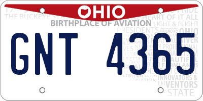 OH license plate GNT4365