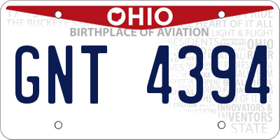 OH license plate GNT4394