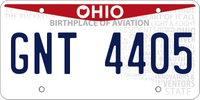OH license plate GNT4405