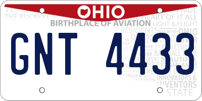 OH license plate GNT4433