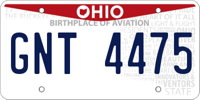 OH license plate GNT4475