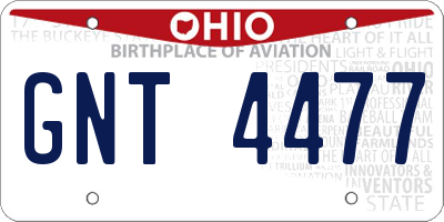 OH license plate GNT4477