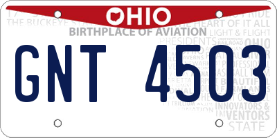 OH license plate GNT4503