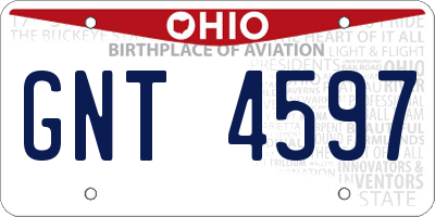 OH license plate GNT4597