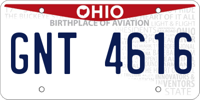 OH license plate GNT4616