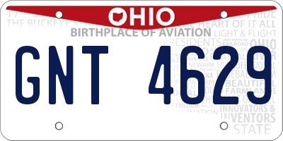 OH license plate GNT4629