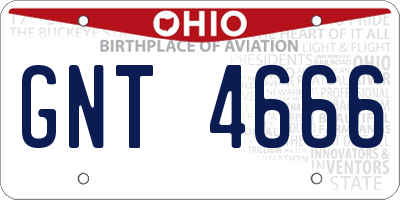 OH license plate GNT4666