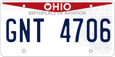 OH license plate GNT4706