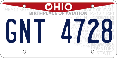 OH license plate GNT4728