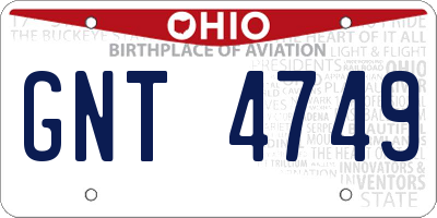 OH license plate GNT4749