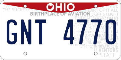 OH license plate GNT4770