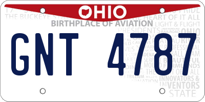 OH license plate GNT4787