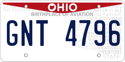 OH license plate GNT4796