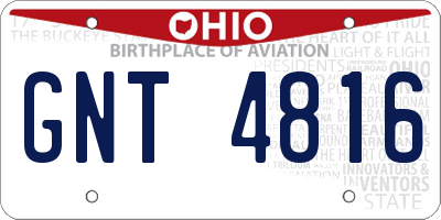 OH license plate GNT4816