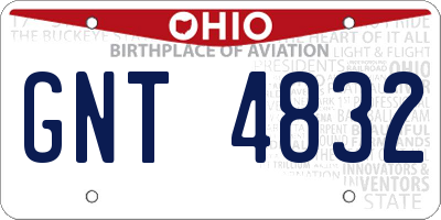 OH license plate GNT4832