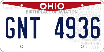 OH license plate GNT4936