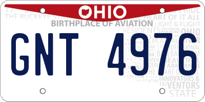 OH license plate GNT4976