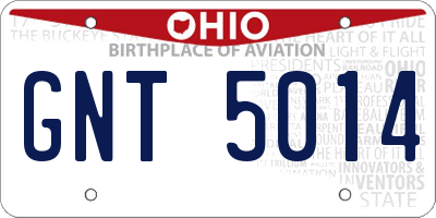 OH license plate GNT5014