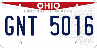 OH license plate GNT5016