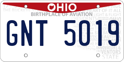 OH license plate GNT5019