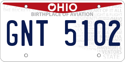OH license plate GNT5102