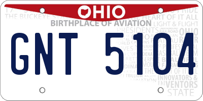 OH license plate GNT5104