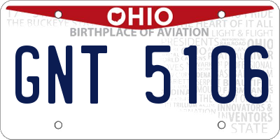 OH license plate GNT5106