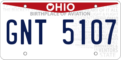 OH license plate GNT5107