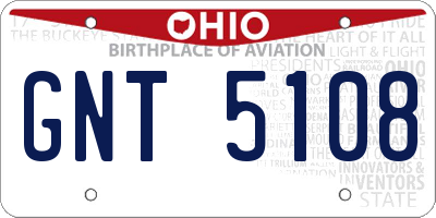 OH license plate GNT5108