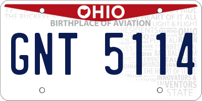 OH license plate GNT5114