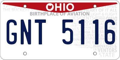 OH license plate GNT5116