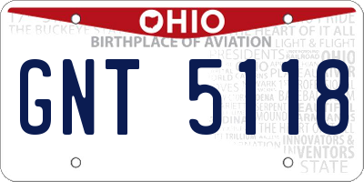 OH license plate GNT5118