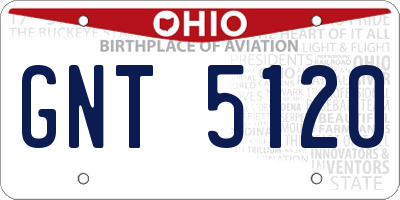 OH license plate GNT5120