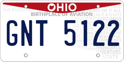 OH license plate GNT5122