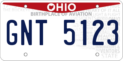 OH license plate GNT5123