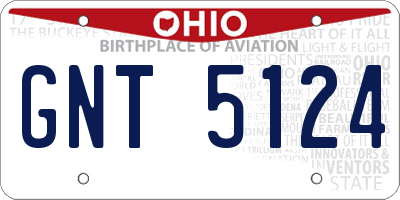 OH license plate GNT5124