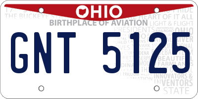 OH license plate GNT5125