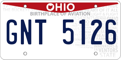 OH license plate GNT5126