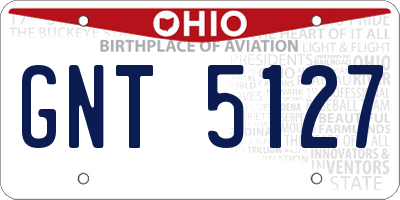 OH license plate GNT5127