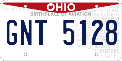 OH license plate GNT5128