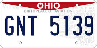 OH license plate GNT5139