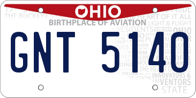 OH license plate GNT5140