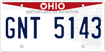 OH license plate GNT5143