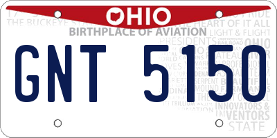 OH license plate GNT5150