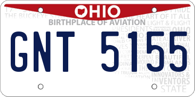 OH license plate GNT5155
