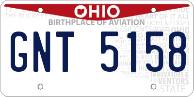 OH license plate GNT5158