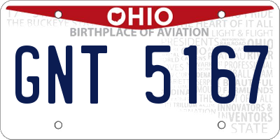 OH license plate GNT5167