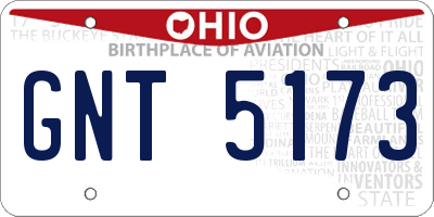 OH license plate GNT5173
