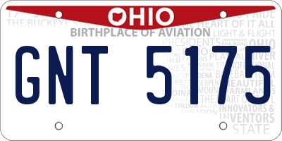 OH license plate GNT5175