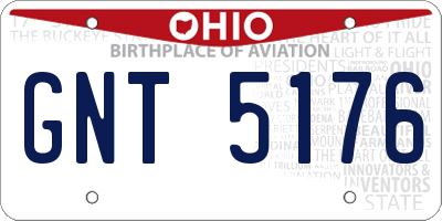 OH license plate GNT5176